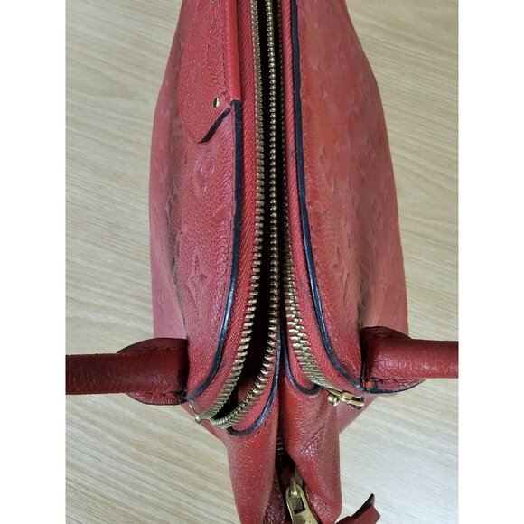 LOUIS VUITTON Authentic Marais MM LV Empreinte Leather Red Handbag Satchel LV - Picture 11 of 16